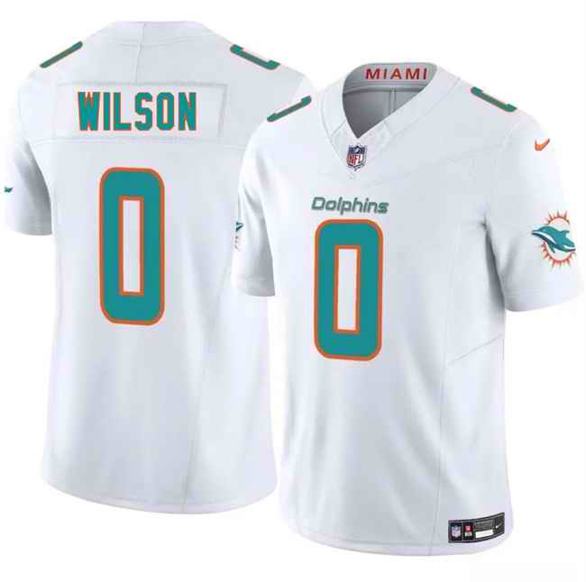 Men's Miami Dolphins #0 Zach Wilson White 2025 F.U.S.E. Vapor Limited Stitched Football Jersey